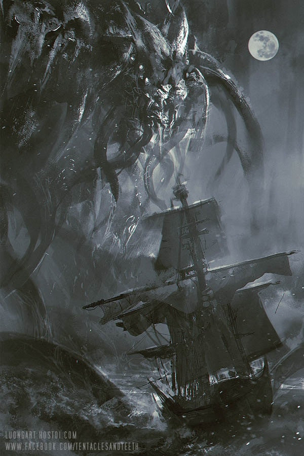 New Richard Luong Cover Concept Sketch for Upcoming Cthulhu Mythos Anthology