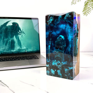 Handcrafted Cthulhu Resin Wood Light Display (PREORDER)