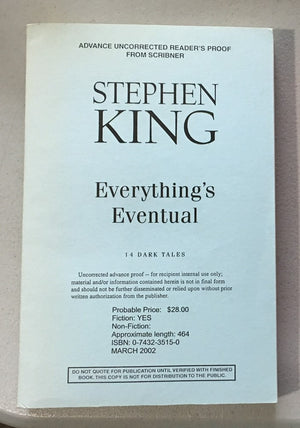 EVERYTHING'S EVENTUAL By STEPHEN KING (Rare ARC/Proof - Scribner)